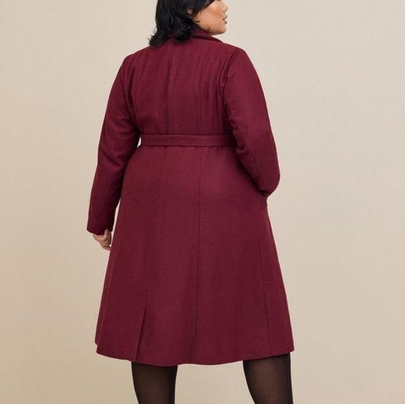 Torrid Size 0 Wool Blend Zinfandel Trench Coat - Picture 3 of 10